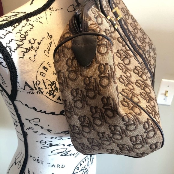 GILI Purse Travel Bag Wallet Canvas Tan Monogram 2 piece Set Vintage Rare Luxury - Picture 7 of 14